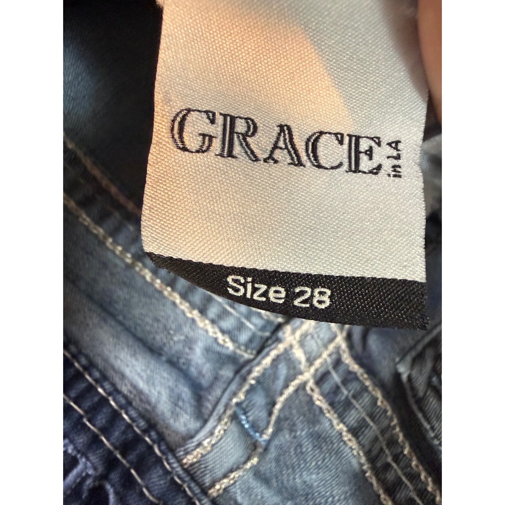 Grace in LA Womens Bootcut Jeans Size 28 Medium Wash Embroidered Western Denim - Picture 3 of 7